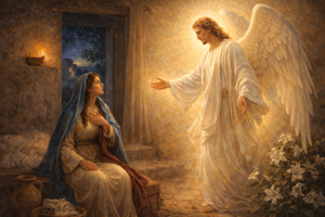 Angels tell Mary she will bear the Messiah