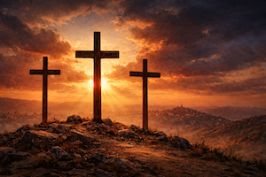 Empty crosses over Jerusalem